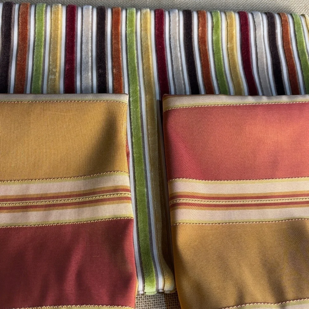 Pier 1 Set of‎ 3 Fall Throw Pillow Covers Zipper 2 Square 1 Rectangle Striped